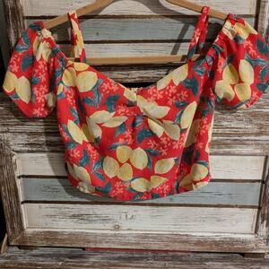 Top Love & Piece Lemon Print Crop top juniors large